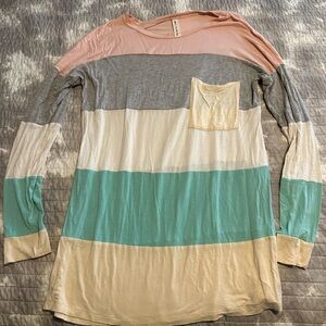 Color Block Long Sleeve Top